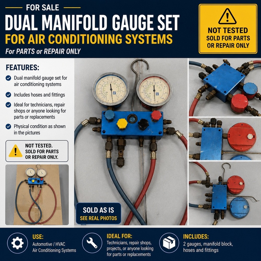 TIF Dual Manifold Gauge Set AC HVAC Refrigeration Tool for Parts or Repair